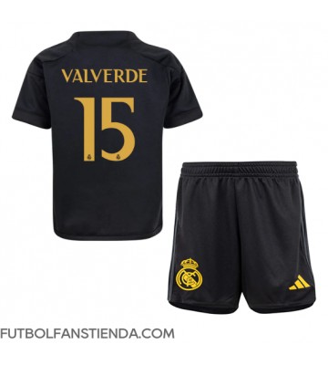 Real Madrid Federico Valverde #15 Tercera Equipación Niños 2023-24 Manga Corta (+ Pantalones cortos)